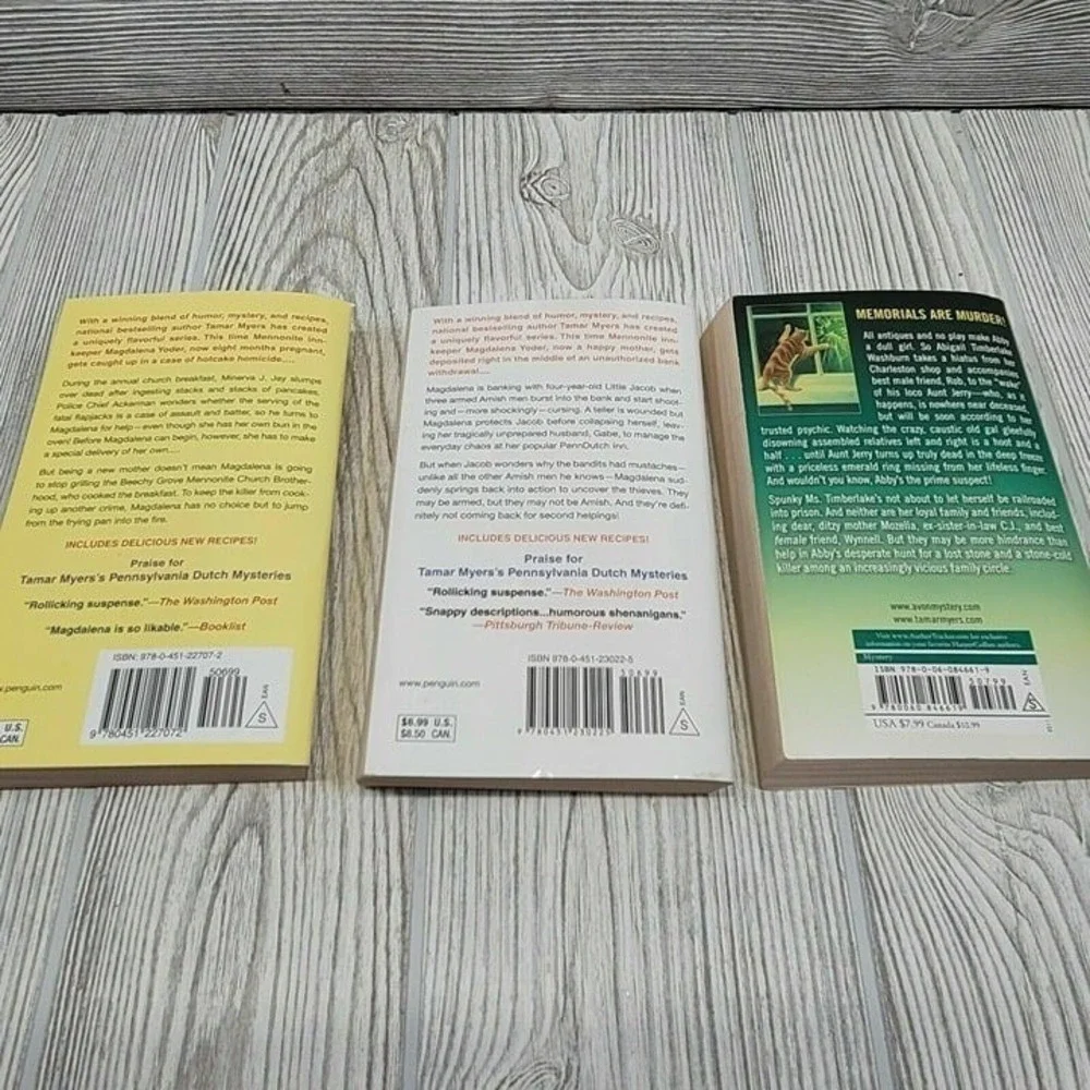 Tamar Myers Mystery Book Lot 3 Paperback Pennsylvania Dutch Den of‎ Antiquity